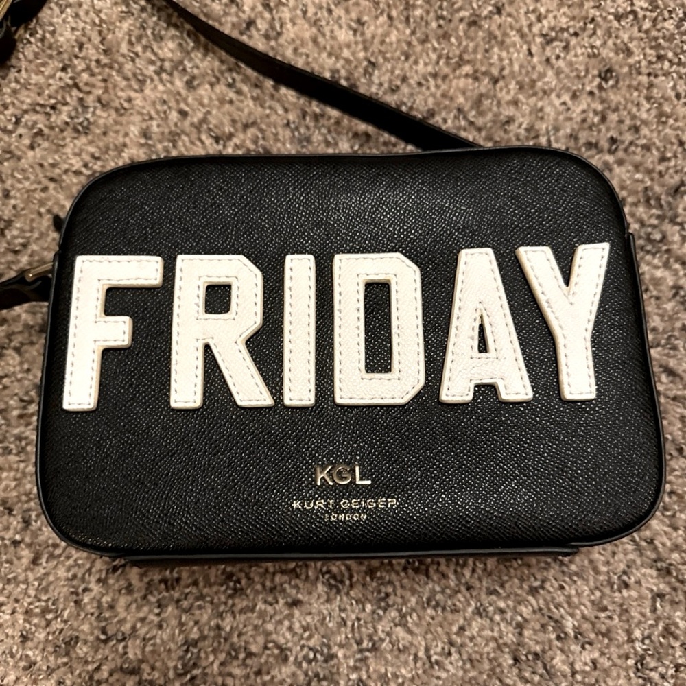 Black leather Kurt Geiger London Friday crossbody bag